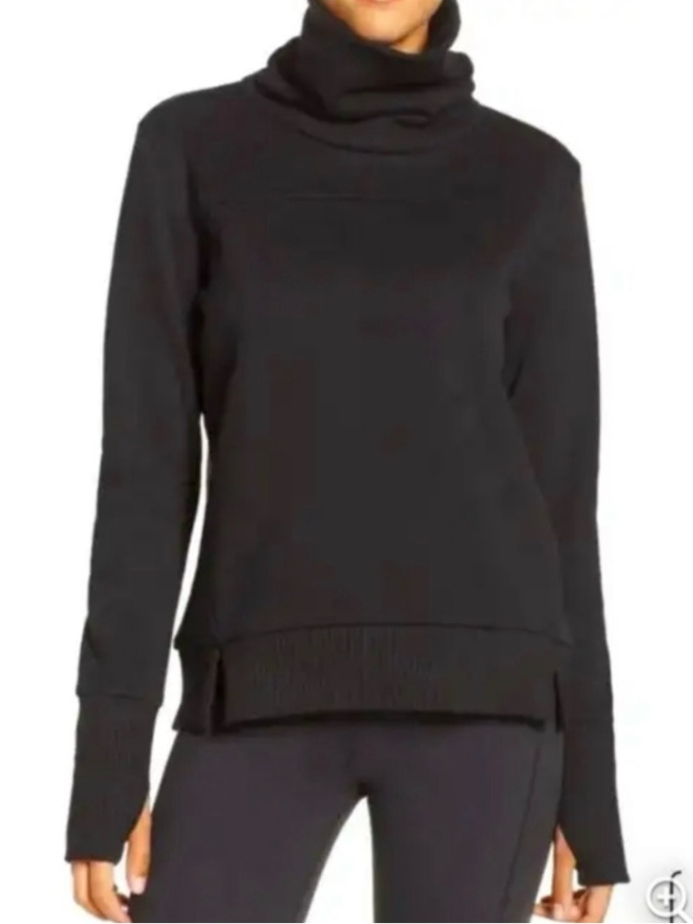 ALO Yoga Haze Black Cowl Neck Pullover Sweater Large